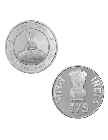 75 Rupees India Govt. Mint 75th Anniversary Of Constitution Commemorat