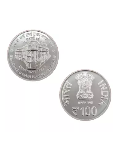 100 Rupees India Govt. Mint Centenary Year SBI Mumbai Main Branch Buil