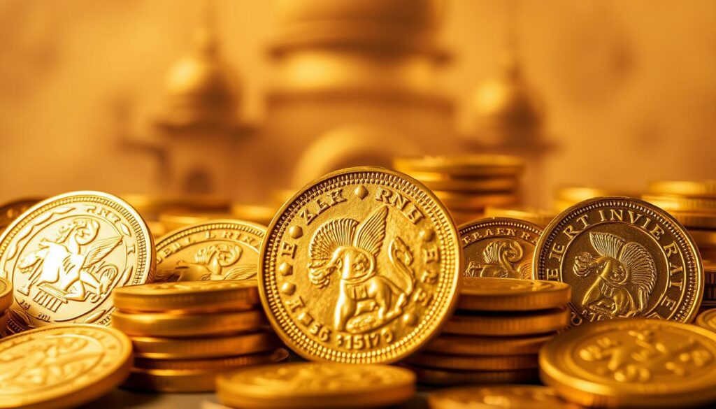 Historic Indian gold coins symbolizing cultural heritage
